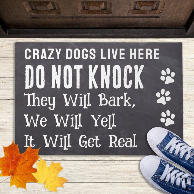 Crazy Dogs Live Here Funny Pet Dog Lover Doormat (Creator Uploaded)