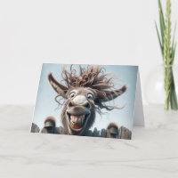 Crazy Donkey On a Fence For Birthday