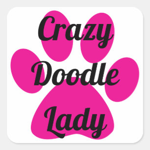 Crazy Doodle Lady Square Sticker