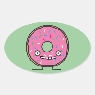 Crazy Doughnut with Sprinkles pink icing sweet des Oval Sticker