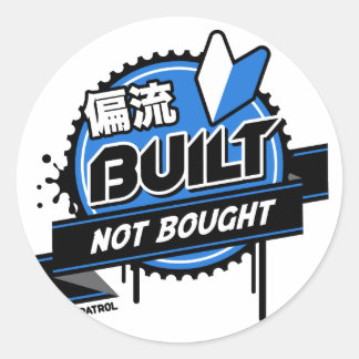 Crazy Drift Patrol - Built Not Bought (blue) Classic Round Sticker