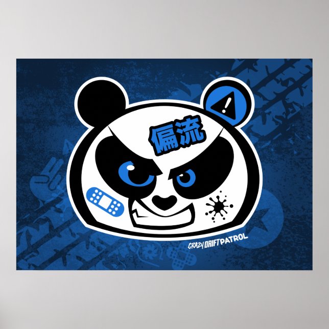 Crazy Drift Patrol - Drift Panda Head (blue) Poster (Front)