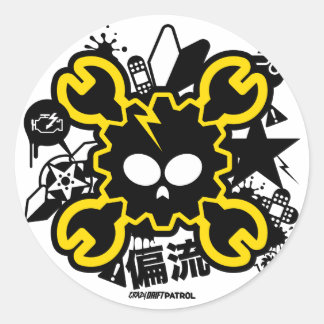 Crazy Drift Patrol - Drift Skull (yellow) Classic Round Sticker