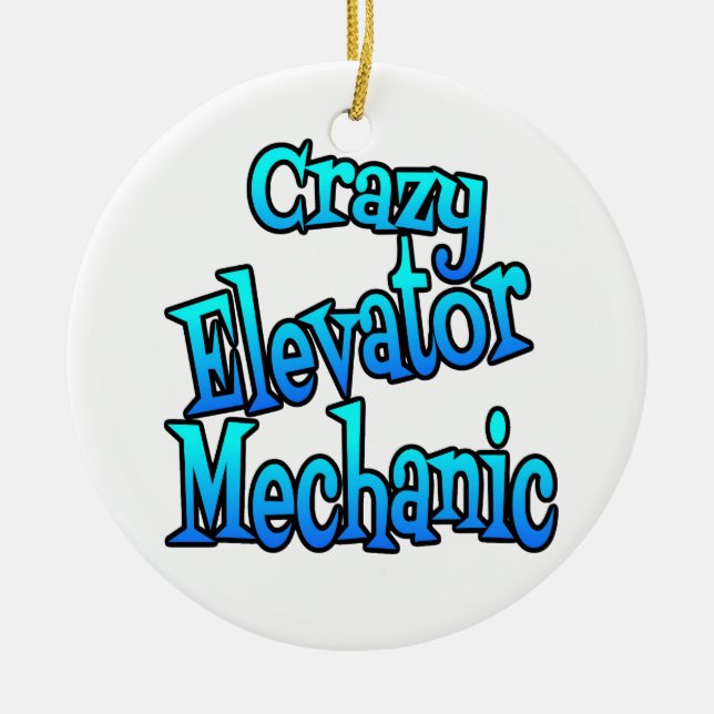 Crazy Elevator Mechanic Ceramic Tree Decoration (Front)