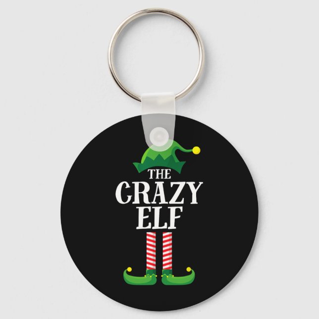 Crazy Elf Matching Family Group Christmas Party  Key Ring (Front)