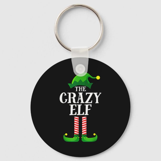 Crazy Elf Matching Family Group Christmas Party Py Key Ring (Front)