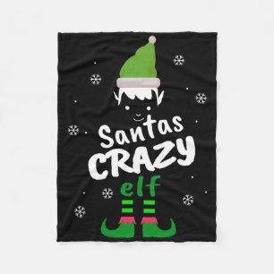 Crazy Elf Santas Elf Funny Christmas Elf Matching  Fleece Blanket