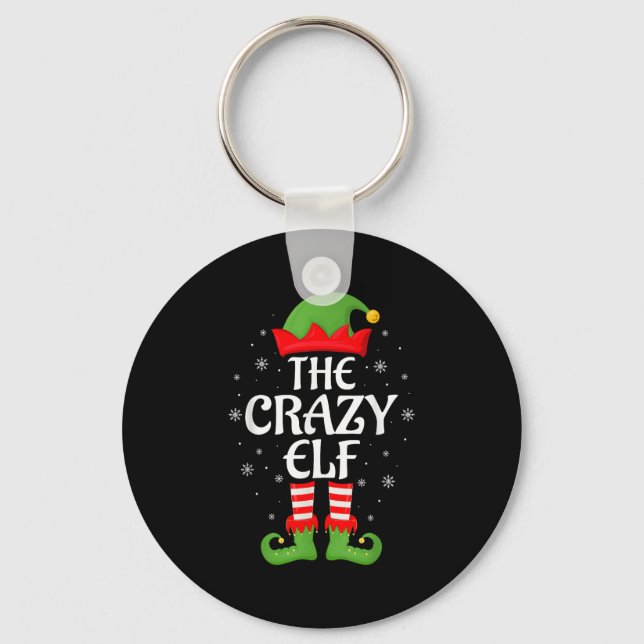 Crazy Elf Xmas Family Matching Elf Squad Christmas Key Ring (Front)