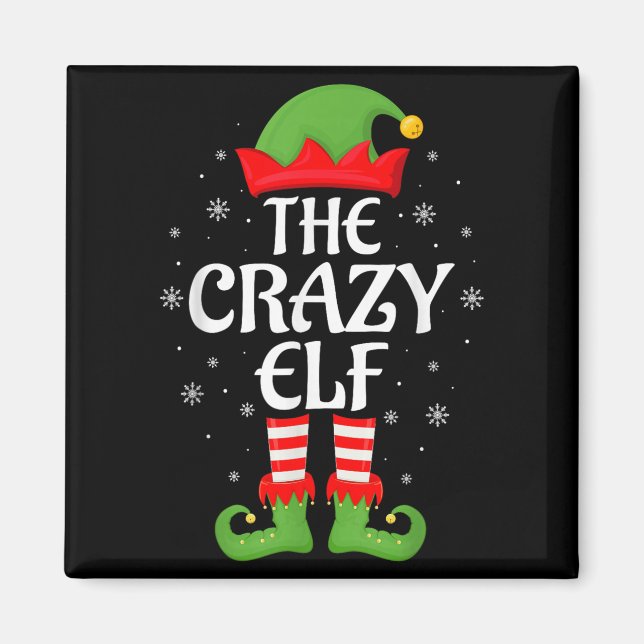 Crazy Elf Xmas Family Matching Elf Squad Christmas Magnet (Front)