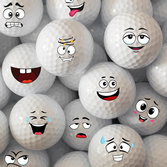 Crazy Emoticon Golf Balls (Golf Balls Emotion Face)