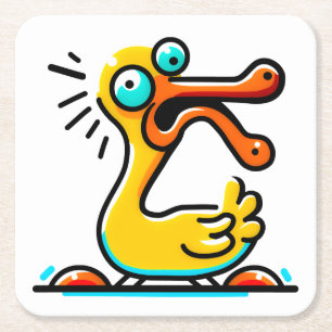Crazy Ente Square Paper Coaster