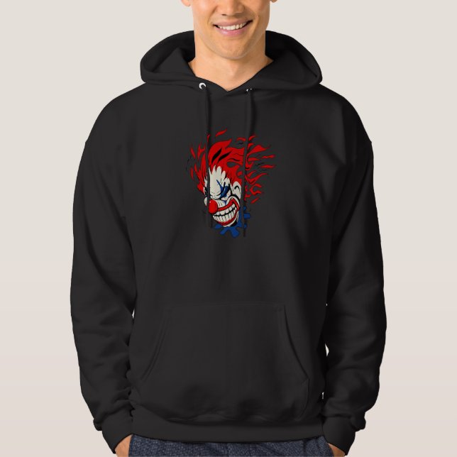 Crazy Evil Clown Halloween Hoodie (Front)