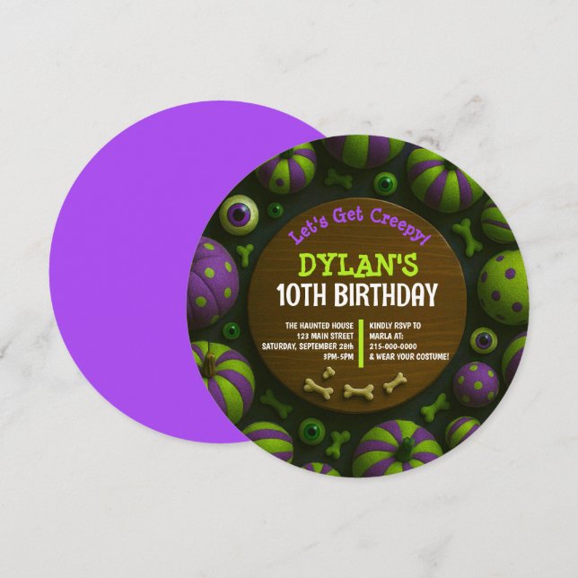 CRAZY EYEBALLS Halloween Birthday Party Invitation (Front/Back)