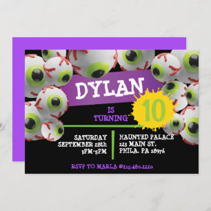 CRAZY EYEBALLS Halloween Birthday Party Invitation