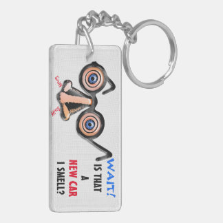 Crazy Eyes Nose Glasses Smells New Car Key Ring