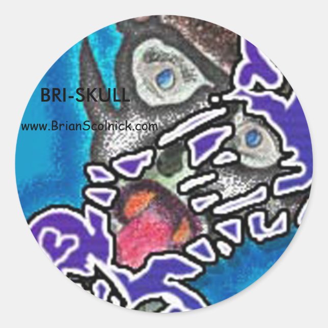 crazy-face classic round sticker (Front)