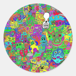 Crazy Faces Classic Round Sticker