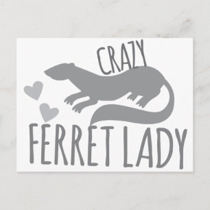 crazy ferret lady postcard