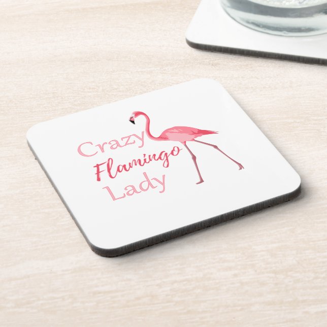 Crazy Flamingo Lady Funny Flamingo Coaster (Left Side)