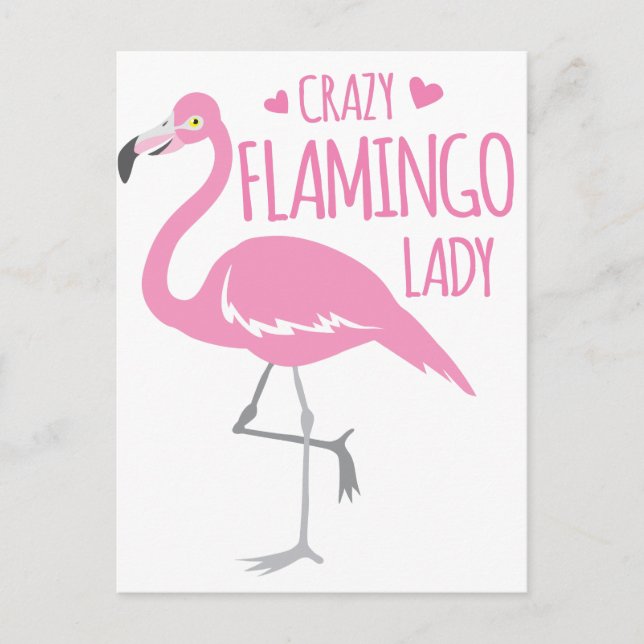 Crazy Flamingo lady Postcard (Front)