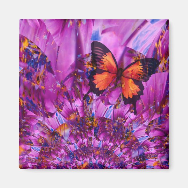 Crazy Flower Butterfly Magnet (Front)
