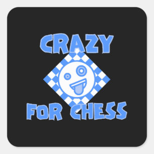Crazy for chess square sticker
