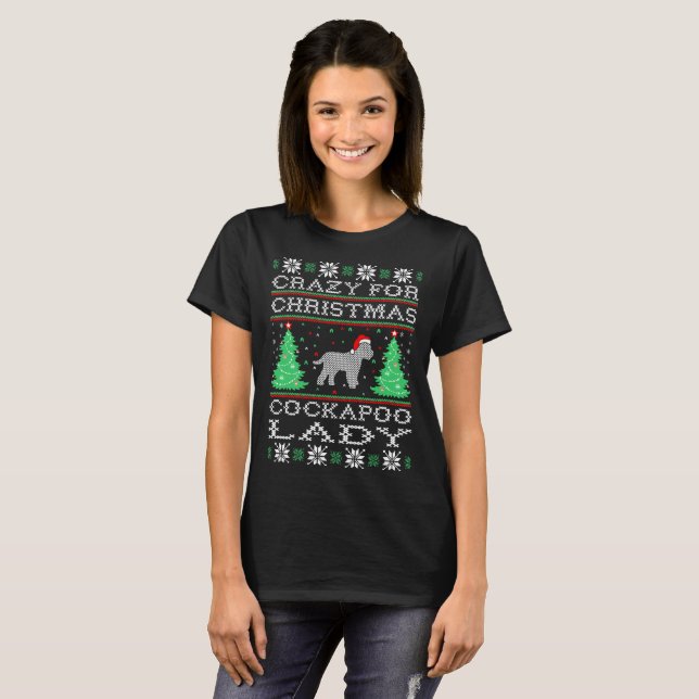 Crazy For Christmas Cockapoo Lady Ugly Sweater (Front Full)
