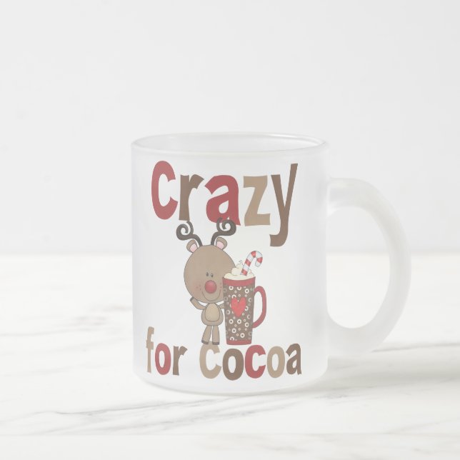 Crazy For Cocoa Frosted Glass Coffee Mug (Right)