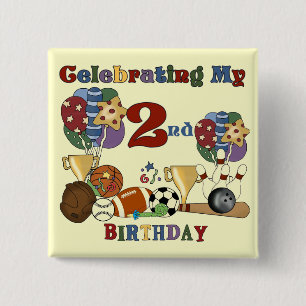 Crazy For Sports 2nd Birthday T-shirts and Gifts 15 Cm Square Badge