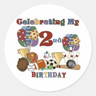 Crazy For Sports 2nd Birthday T-shirts and Gifts Classic Round Sticker