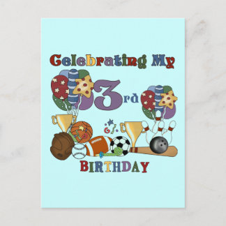 Crazy For Sports 3rd Birthday Tshirts and Gifts Postcard
