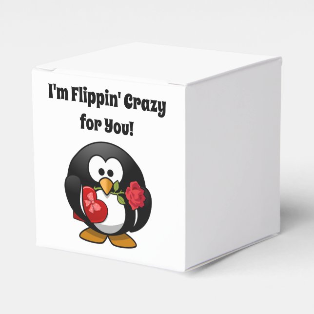Crazy for You Cute Valentine's Day Love Penguin  Favour Box (Front Side)
