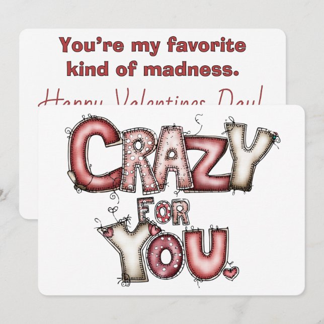 Crazy for You Valentine Card  (Front/Back)
