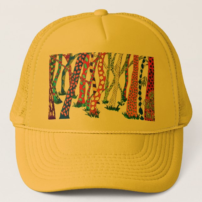 Crazy Forest Watercolor Birthday Parent Trucker Hat (Front)