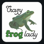 Crazy Frog Lady Frog lover Square Sticker<br><div class="desc">Crazy Frog Lady Frog lover gifts- This design is perfect for every frog lover!</div>