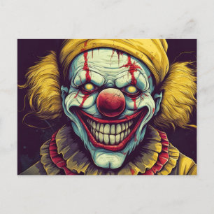 Crazy Funhouse Circus Clown Illustration Postcard