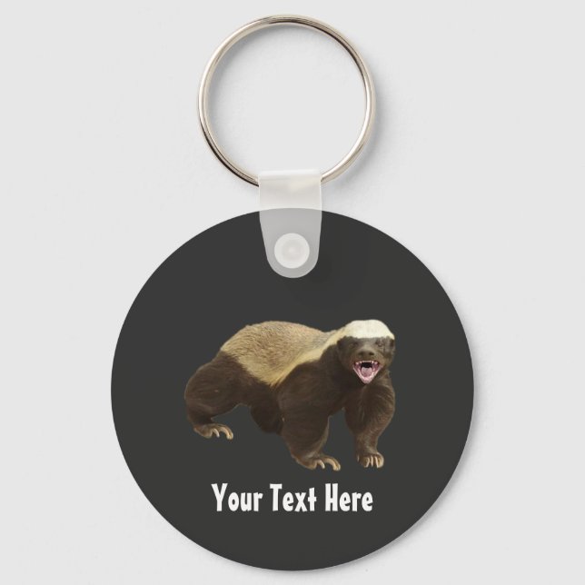 Crazy Funny Honey Badger Key Ring (Front)