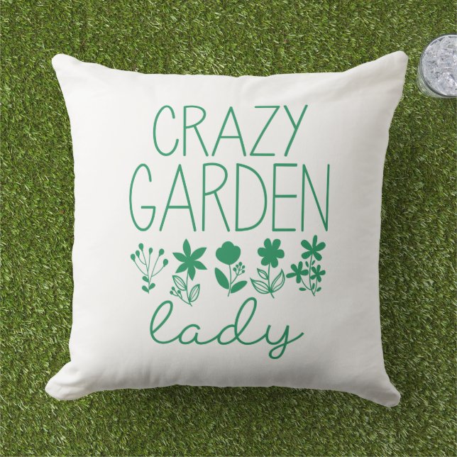 Crazy Garden Lady Cushion (Grass)