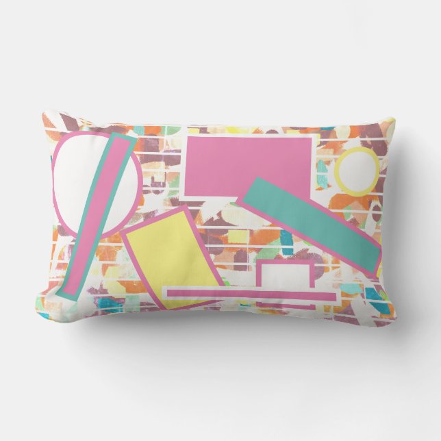 Crazy Geometry Turquoise Pink Cushion (Front)