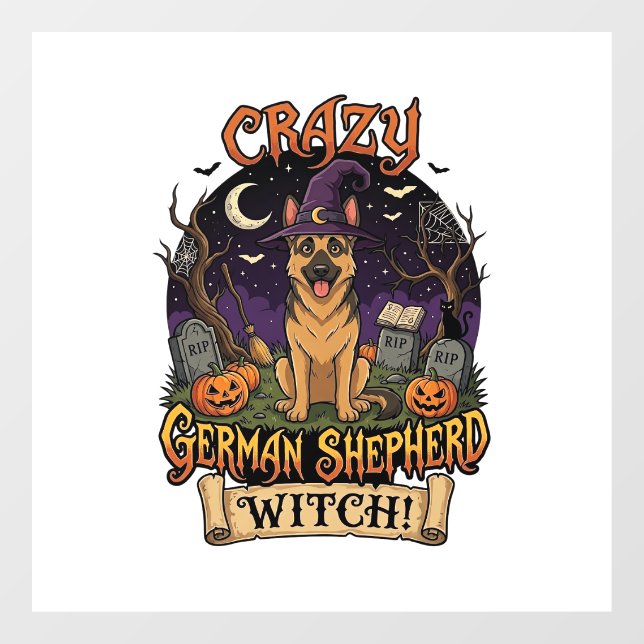 Crazy German Shepherd Witch Halloween Dog Pumpkins (Sheet)