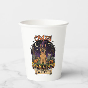 Crazy German Shepherd Witch Halloween Dog Pumpkins Paper Cups