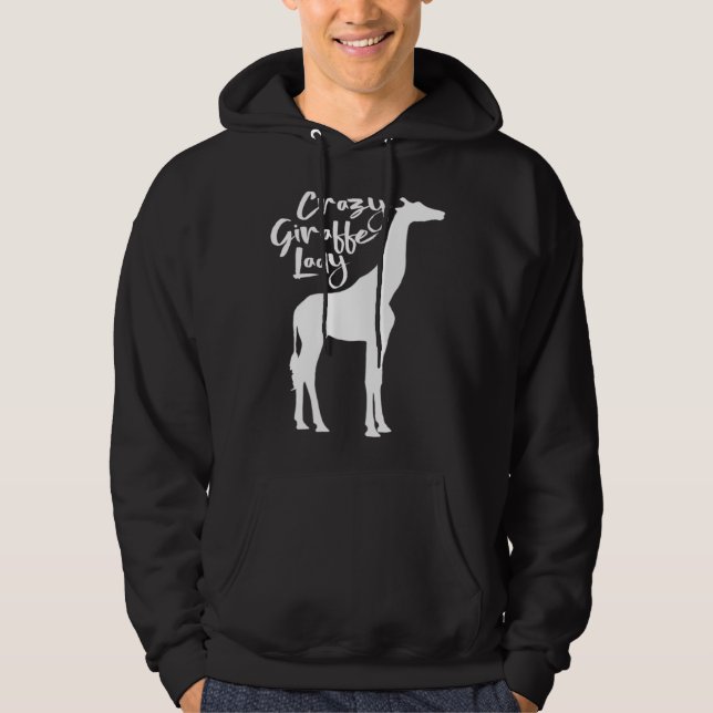 Crazy Giraffe Lady  Cute Giraffe Hoodie (Front)