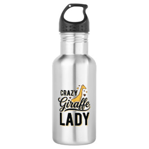 Crazy Giraffe Lady Vintage Engraving Shirt Design 532 Ml Water Bottle