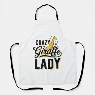 Crazy Giraffe Lady Vintage Engraving Shirt Design  Apron