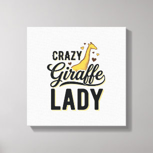 Crazy Giraffe Lady Vintage Engraving Shirt Design Canvas Print