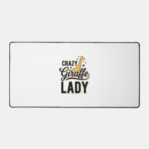 Crazy Giraffe Lady Vintage Engraving Shirt Design Desk Mat