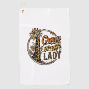 Crazy Giraffe Lady Vintage Engraving Shirt Design_ Golf Towel