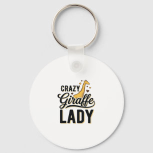 Crazy Giraffe Lady Vintage Engraving Shirt Design Key Ring