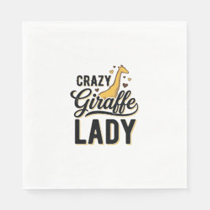 Crazy Giraffe Lady Vintage Engraving Shirt Design  Napkin