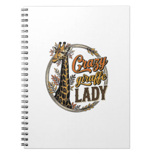 Crazy Giraffe Lady Vintage Engraving Shirt Design_ Notebook
